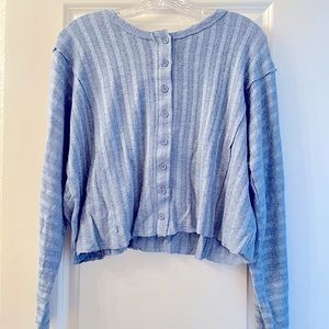 Dusty Blue Ribbed Button-Front Top BNWT - Medium
